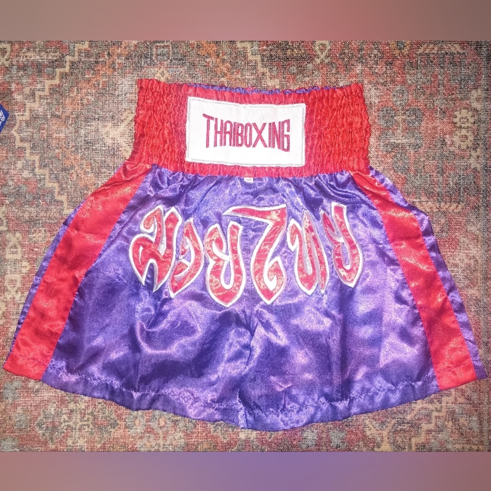 LOFBAZ Kid Muay Thai Boxing Shorts Kick Boxing Trunks Satin Size M